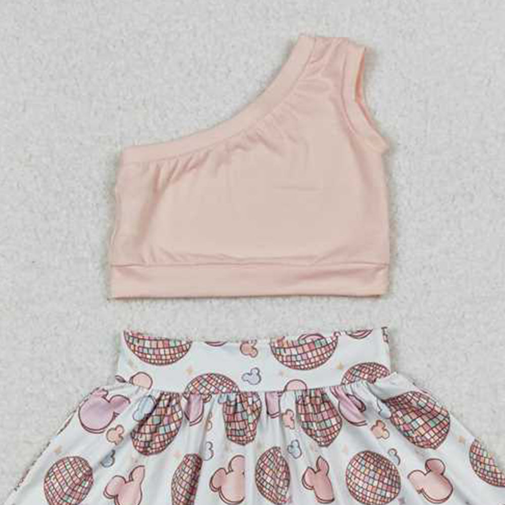 5.19 GSD0875  RTS NO MOQPeach one shoulder to mouse skirt girls clothes