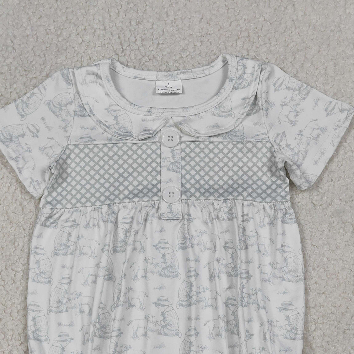 4.13 SR3569 RTS NO MOQ （In stock）Short sleeves sheep baby boy summer romper