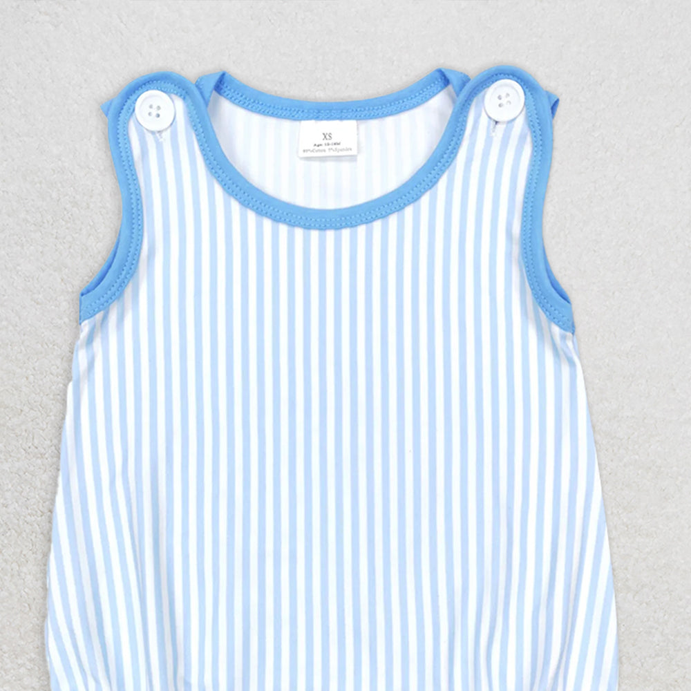 SR0711 RTS NO MOQ Baby Boys Summer Rompers Baby Infant Boys Blue Stripes Sleeveless Rompers