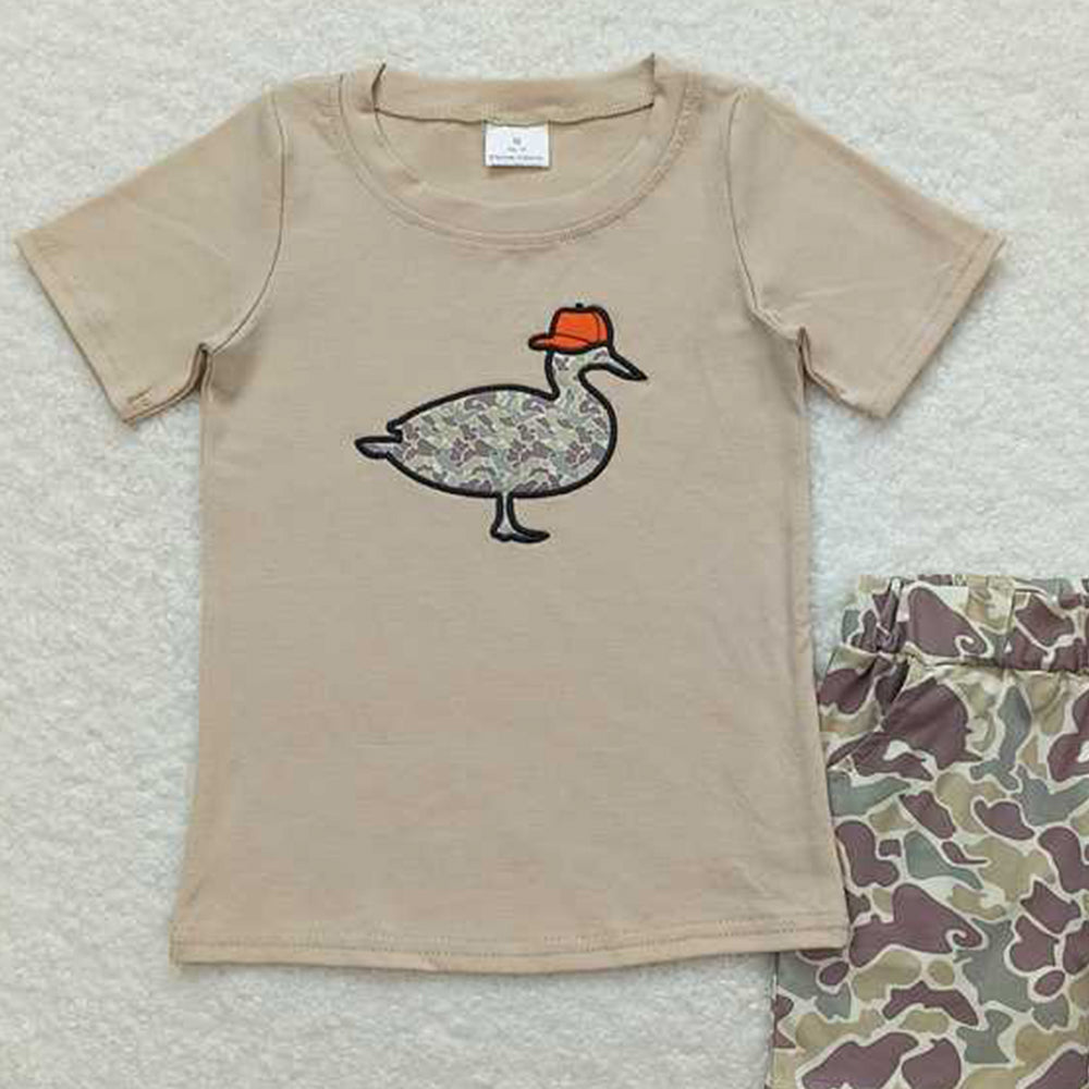 USA Shop (in stock) Short sleeves duck hat top camo shorts kids boys clothing