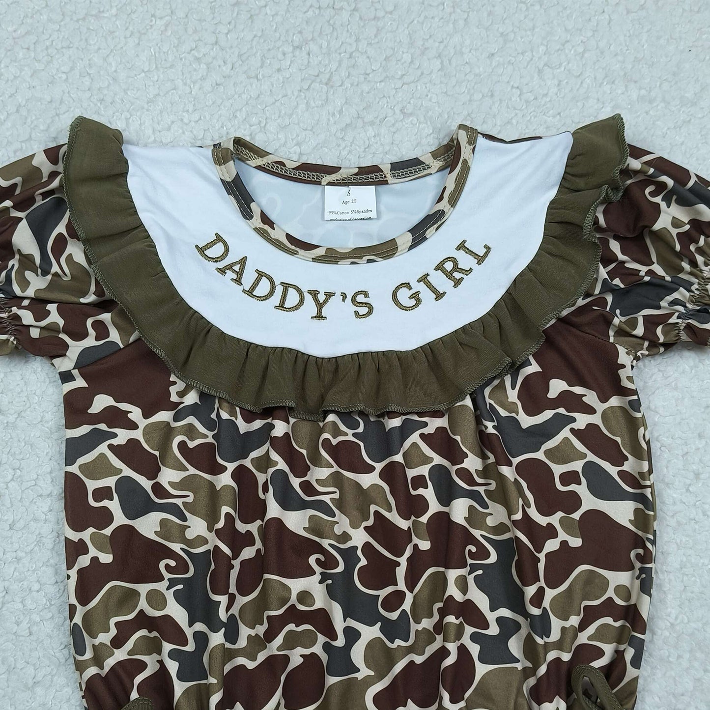 SR3919 RTS NO MOQ （In stock）Short sleeves ruffle daddy's girl camo baby romper本）