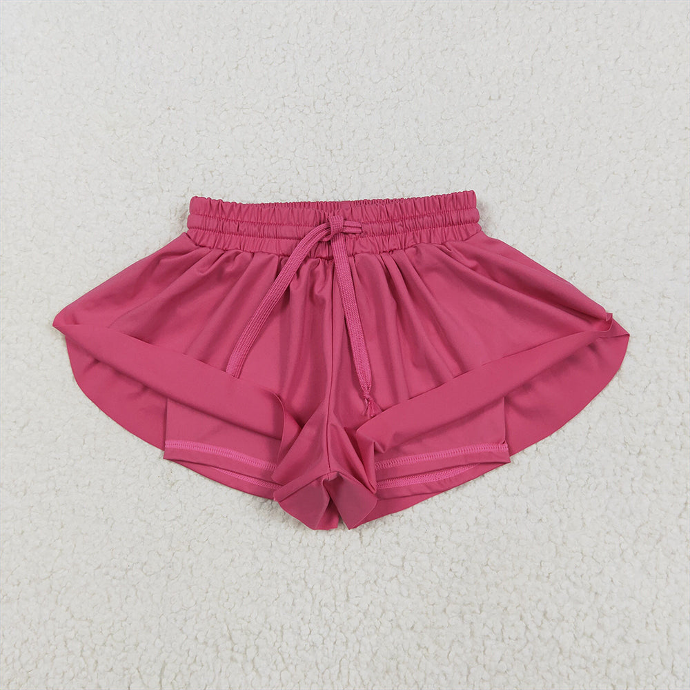 7.23  SS0545RTS NO MOQ Baby Girls Summer Yoga Shorts Baby Girls Hot Pink Skort Shorts Bottoms