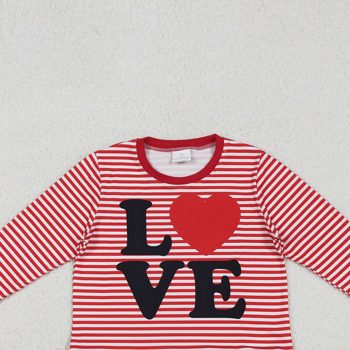 10.28 RTS NO MOQ （In stock）GT1235 Baby Girls Long Sleeve Tops Baby Girls Red Stripe Love Heart Valentine Tee Shirts Top