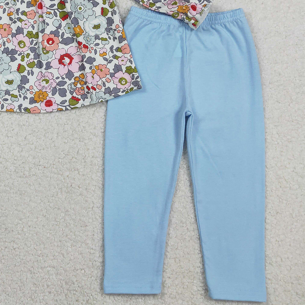1.23 RTS NO MOQ （In stock）GLP3168 Baby Girls Colorful Flowers Collar Tunic Legging Pants Clothes Sets