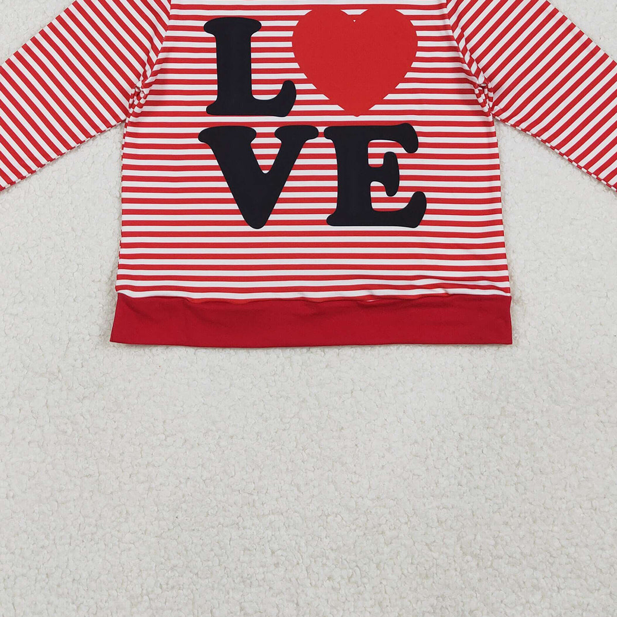 10.28 RTS NO MOQ （In stock）GT1235 Baby Girls Long Sleeve Tops Baby Girls Red Stripe Love Heart Valentine Tee Shirts Top