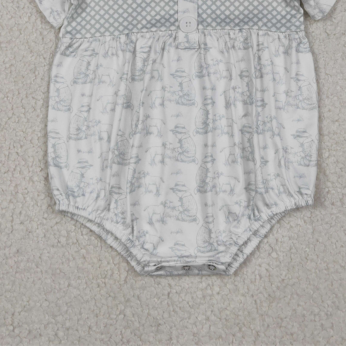 4.13 SR3569 RTS NO MOQ （In stock）Short sleeves sheep baby boy summer romper