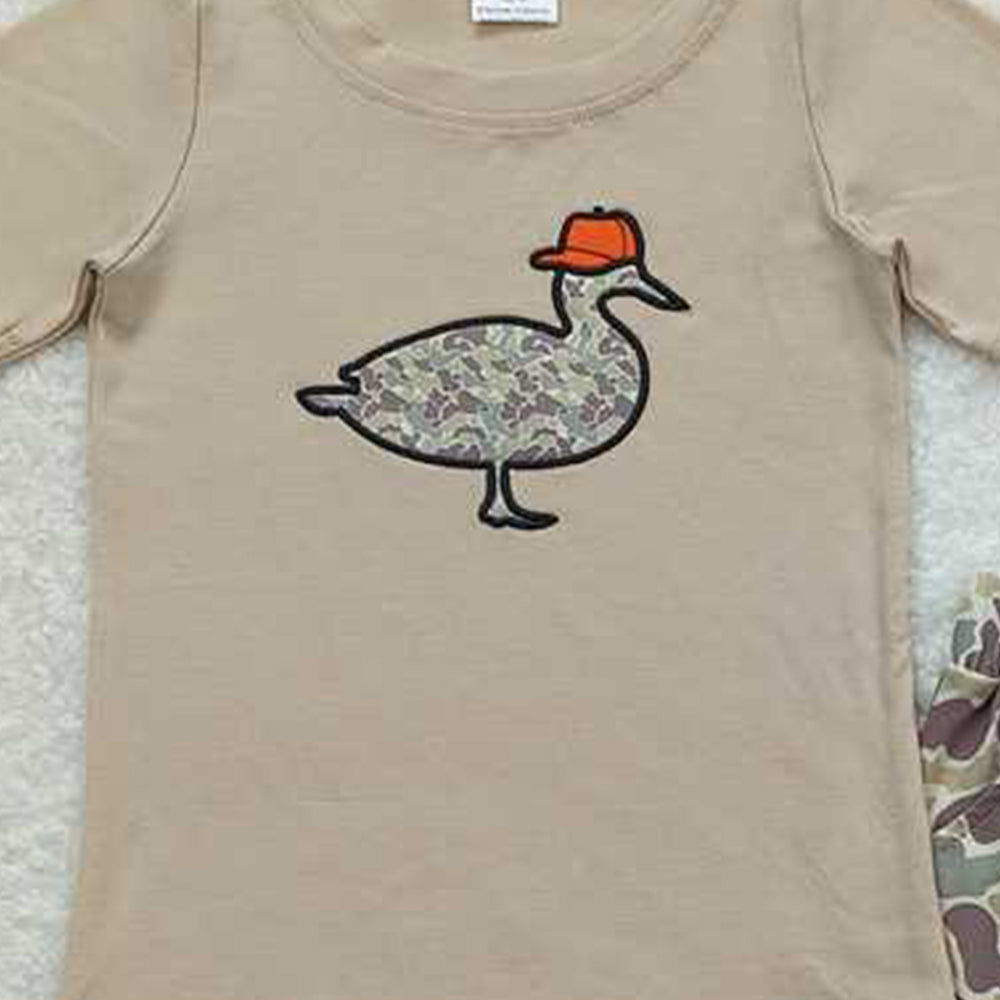 USA Shop (in stock) Short sleeves duck hat top camo shorts kids boys clothing