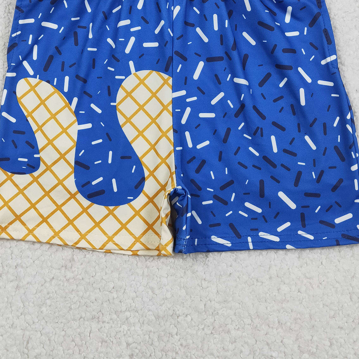 1.6 RTS NO MOQ （In stock）SS0772 Baby Boys Summer Shorts Baby Boys Hot Blue Sprinkle Drip Team Shorts Bottom