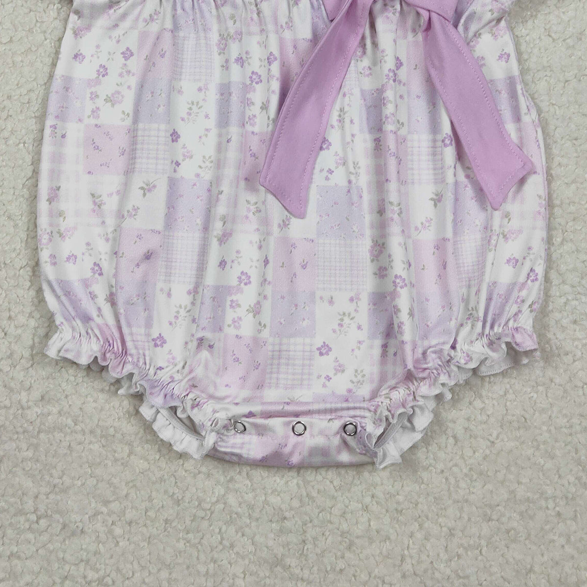 2.3 RTS NO MOQ （In stock）SR3730 Baby Girls Short Sleeve Flowers Checked Bow Top Ruffle Rompers