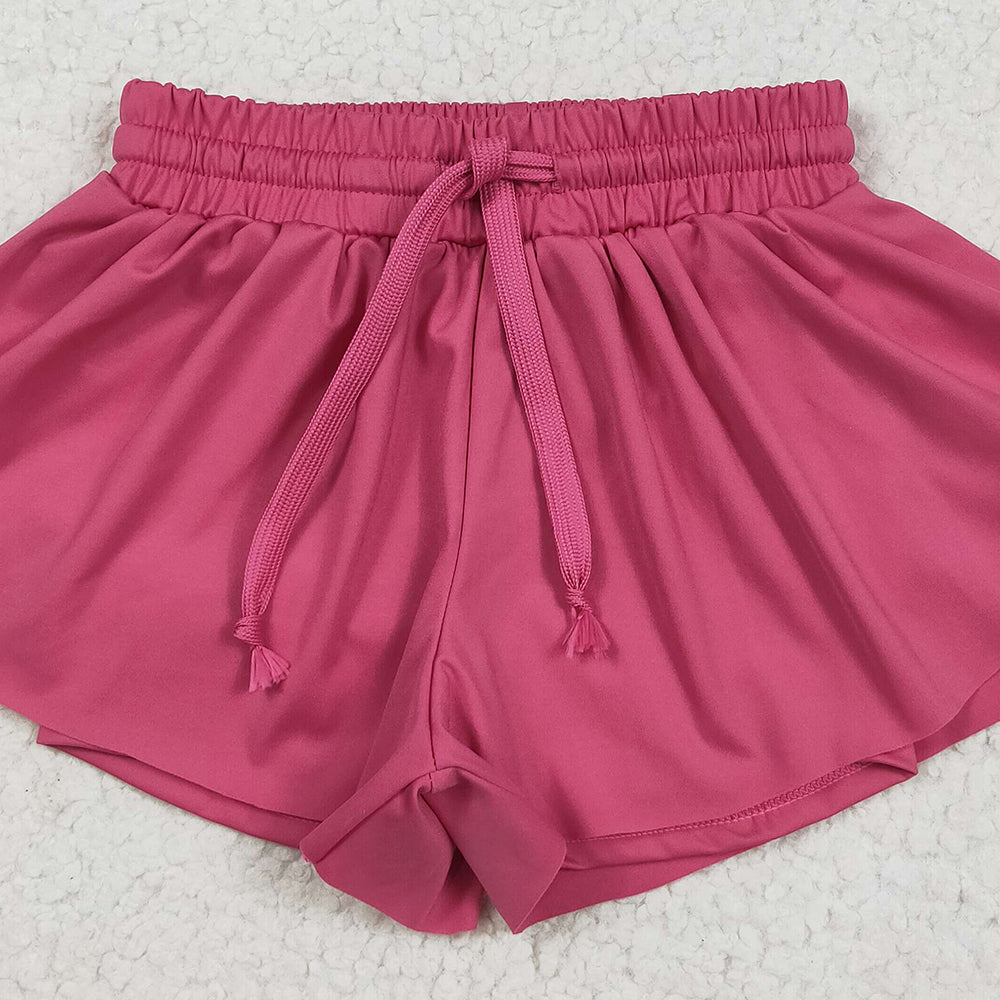 7.23  SS0545RTS NO MOQ Baby Girls Summer Yoga Shorts Baby Girls Hot Pink Skort Shorts Bottoms