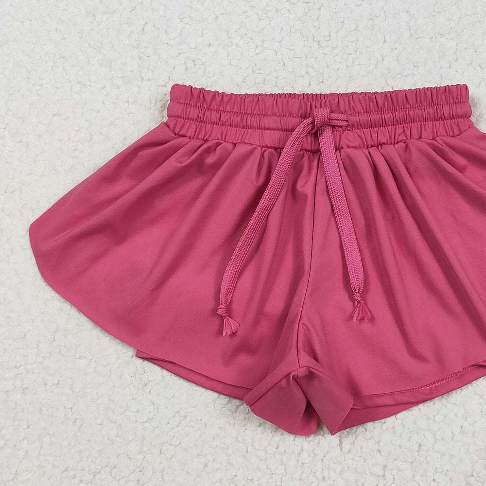 7.23  SS0545RTS NO MOQ Baby Girls Summer Yoga Shorts Baby Girls Hot Pink Skort Shorts Bottoms