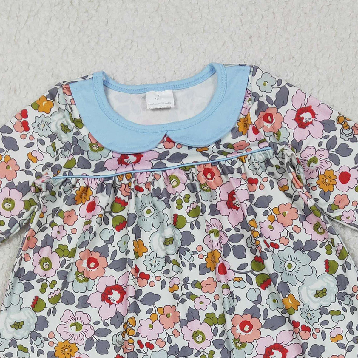 1.23 RTS NO MOQ （In stock）GLP3168 Baby Girls Colorful Flowers Collar Tunic Legging Pants Clothes Sets