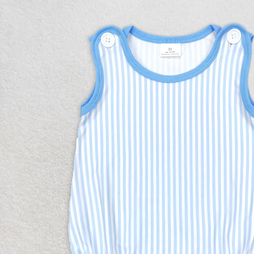 SR0711 RTS NO MOQ Baby Boys Summer Rompers Baby Infant Boys Blue Stripes Sleeveless Rompers