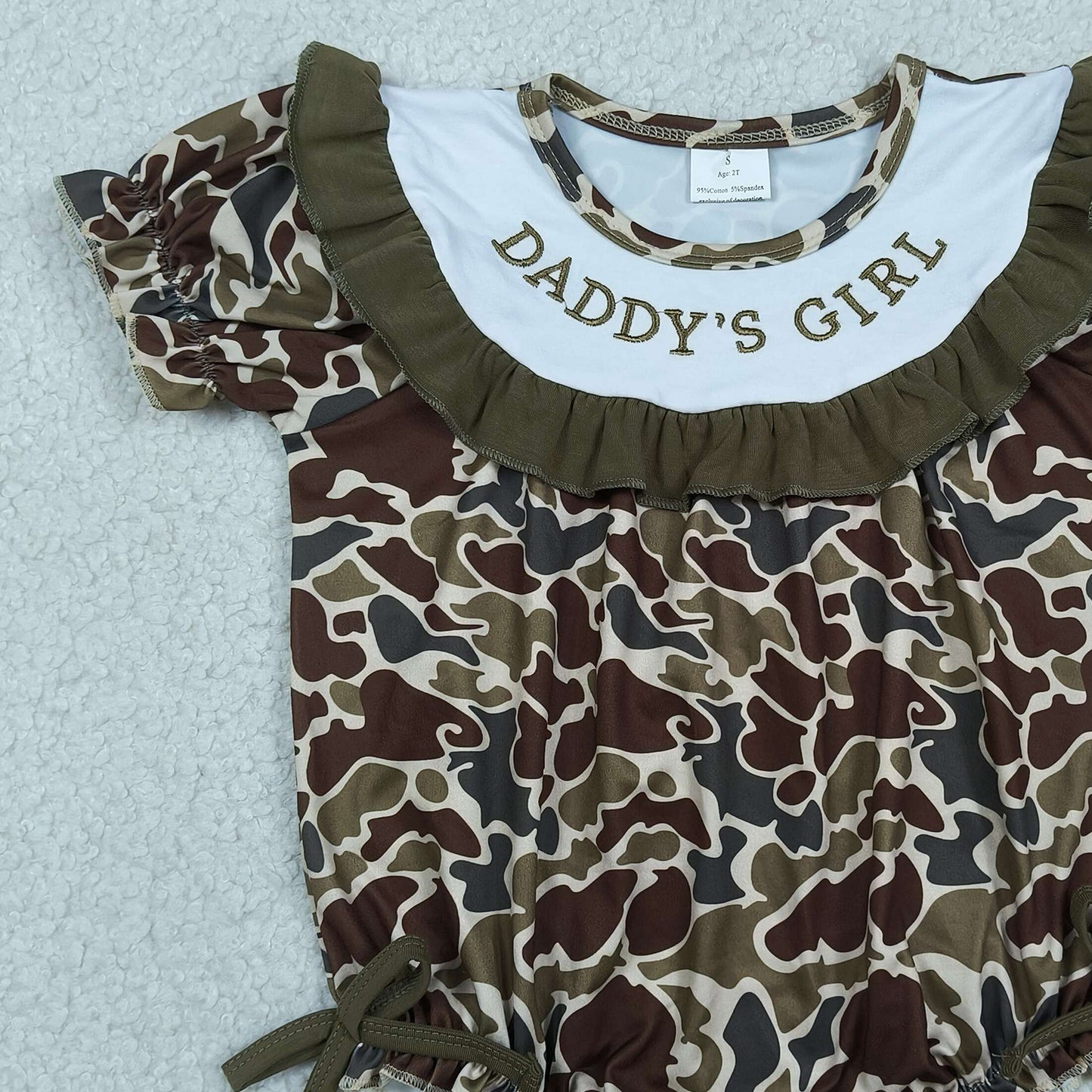 SR3919 RTS NO MOQ （In stock）Short sleeves ruffle daddy's girl camo baby romper本）