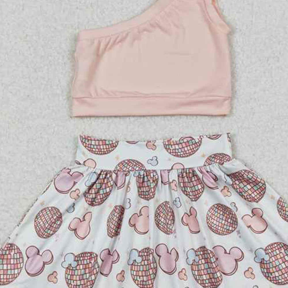 5.19 GSD0875  RTS NO MOQPeach one shoulder to mouse skirt girls clothes
