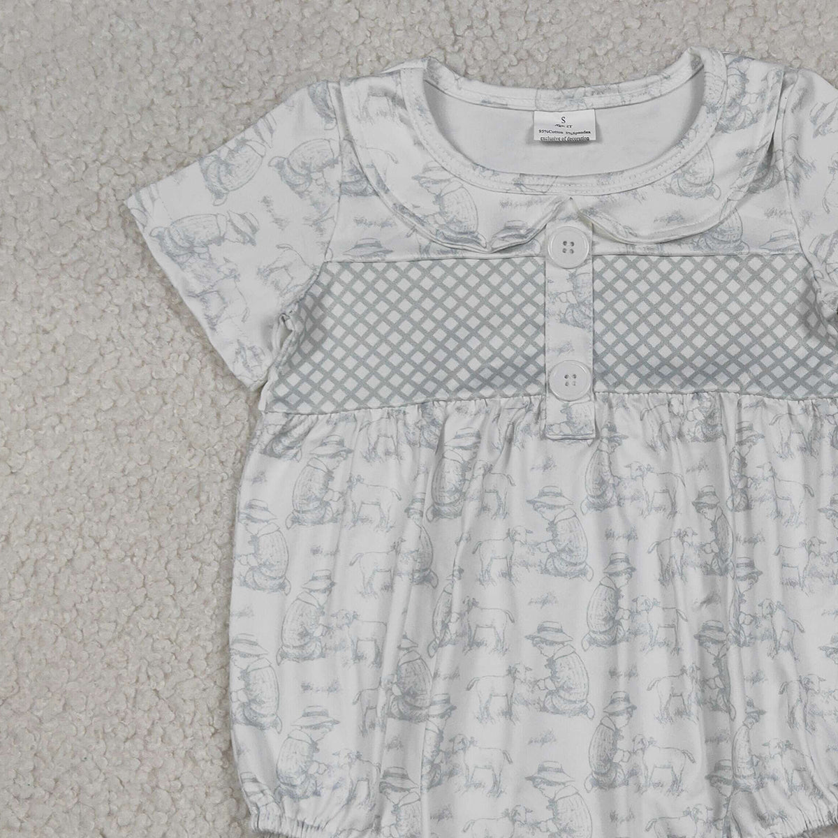 4.13 SR3569 RTS NO MOQ （In stock）Short sleeves sheep baby boy summer romper