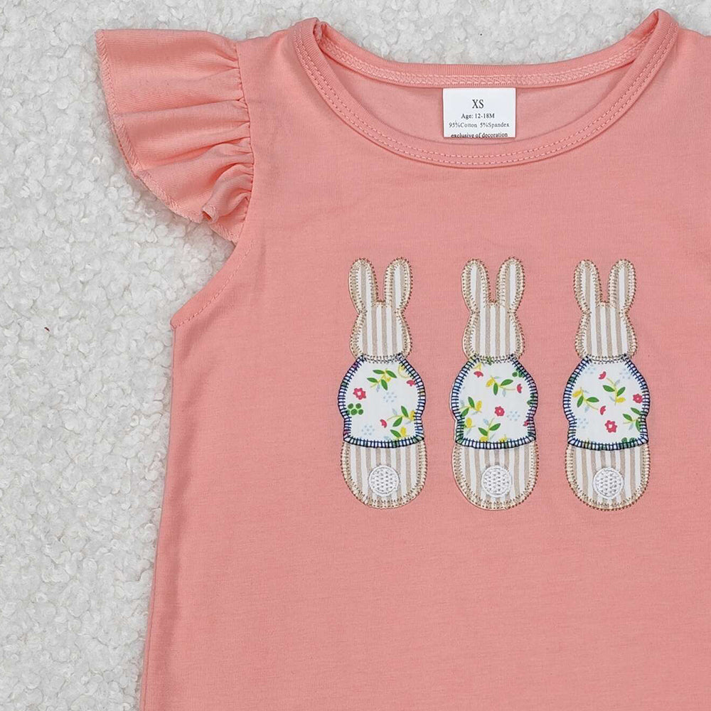 SR2434 New Rts No Moq 8-9 Days By Air Arrived it Flutter sleeves bunny baby girl Easter romper