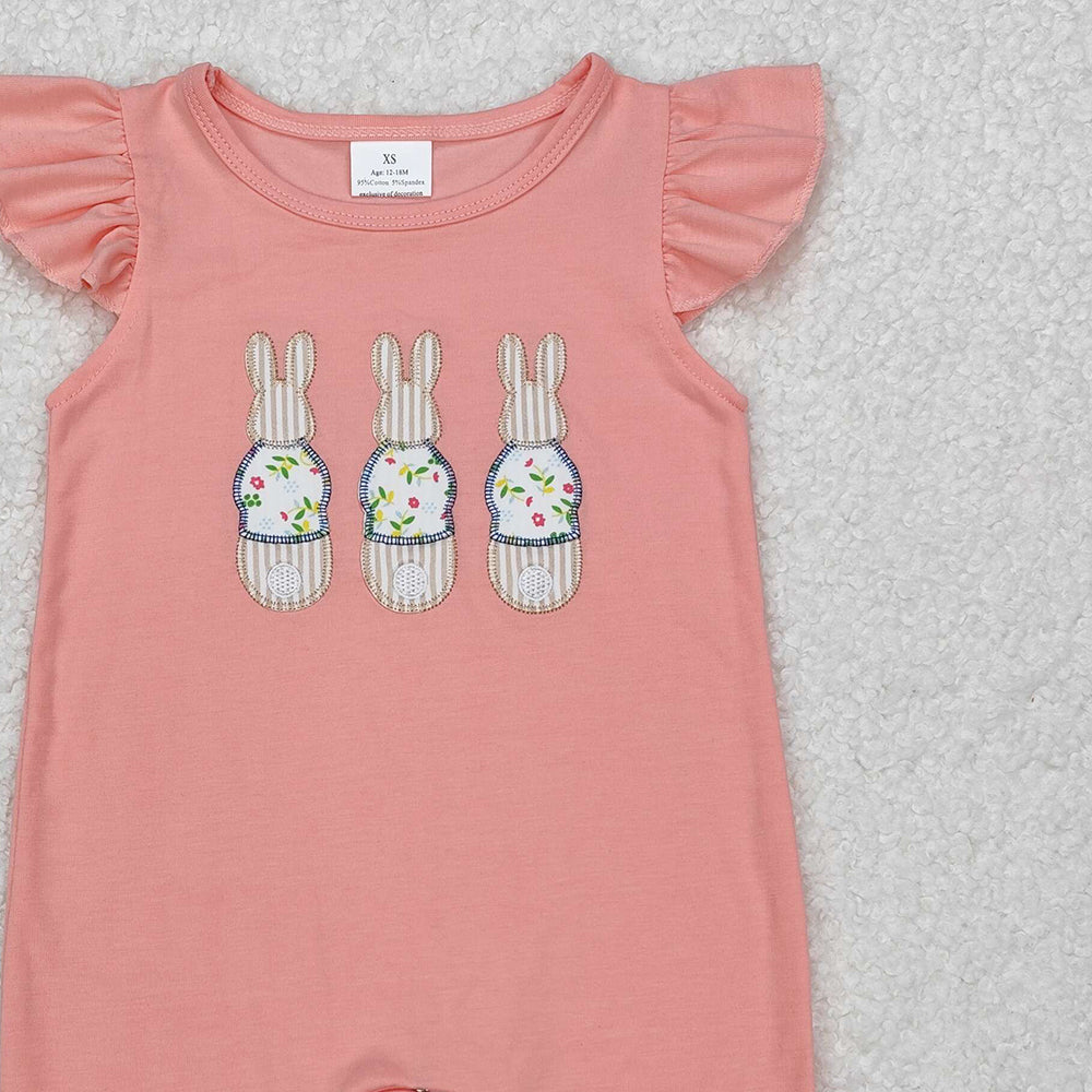 SR2434 New Rts No Moq 8-9 Days By Air Arrived it Flutter sleeves bunny baby girl Easter romper
