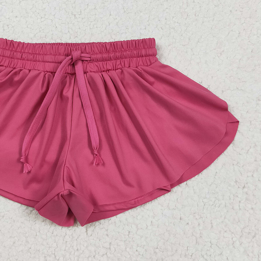 7.23  SS0545RTS NO MOQ Baby Girls Summer Yoga Shorts Baby Girls Hot Pink Skort Shorts Bottoms