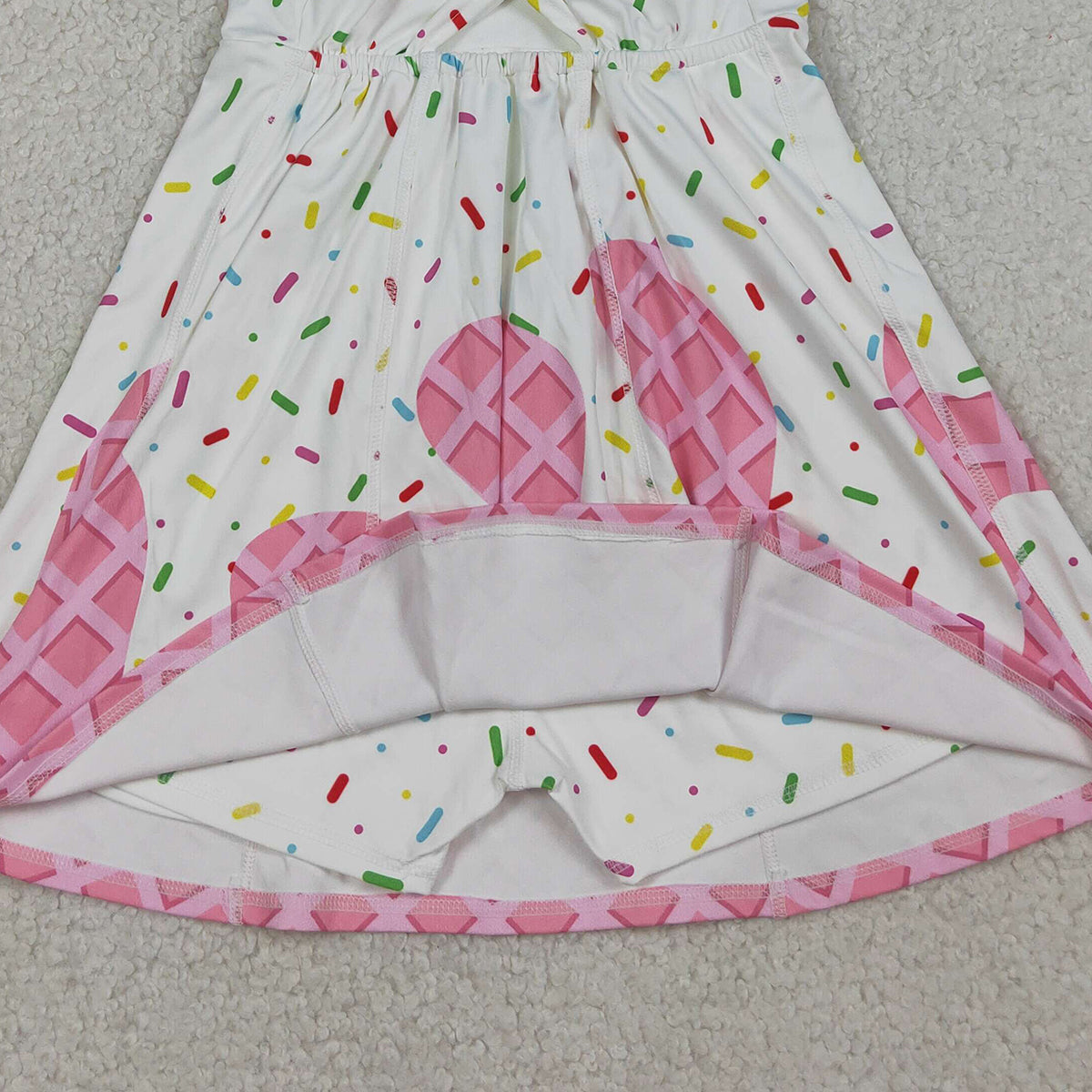 3.24 RTS NO MOQ （In stock）GSD3594 Kids Fashion Clothes Baby Girls Sleeveless Pink Drip Sprinkles Team Yoga Active Shorts Knee Length Dresses