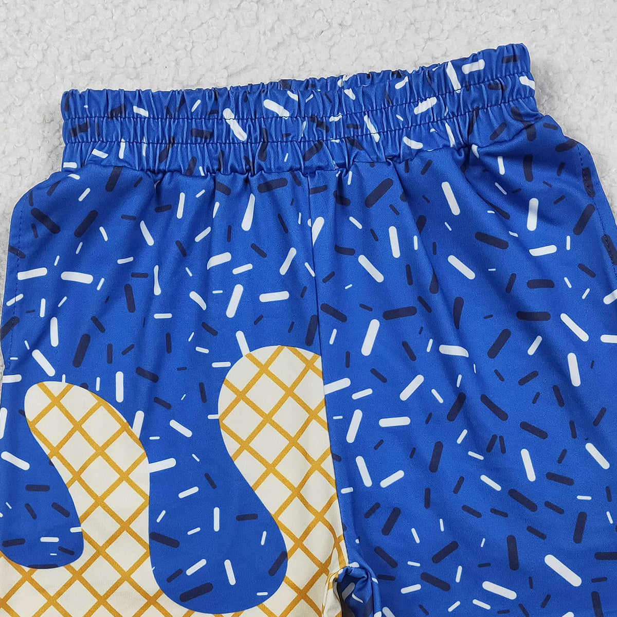 1.6 RTS NO MOQ （In stock）SS0772 Baby Boys Summer Shorts Baby Boys Hot Blue Sprinkle Drip Team Shorts Bottom