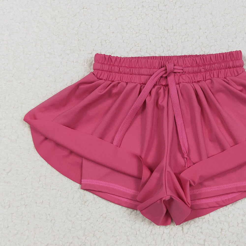 7.23  SS0545RTS NO MOQ Baby Girls Summer Yoga Shorts Baby Girls Hot Pink Skort Shorts Bottoms