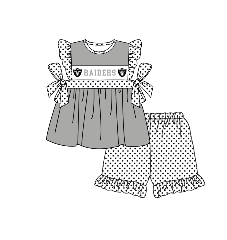 CUSTOM MOQ 5 Sibling Baby Kids Gray Top Shorts Clothes Set Knee Length Dress Rompers