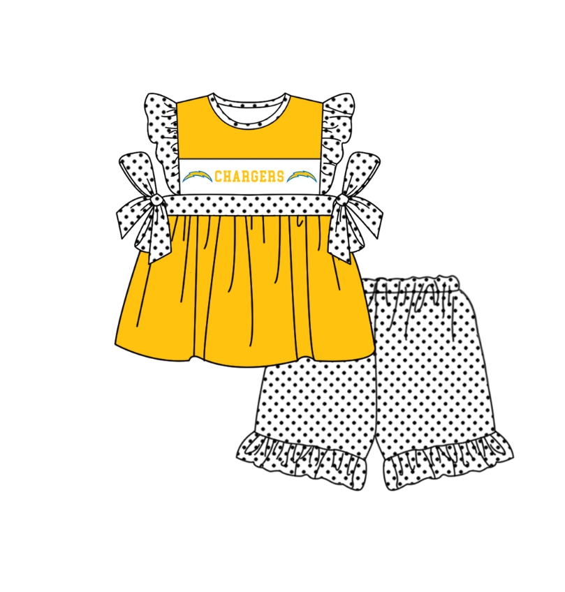 CUSTOM MOQ 5 Sibling Baby Kids Orange Top Shorts Clothes Set Knee Length Dress Rompers