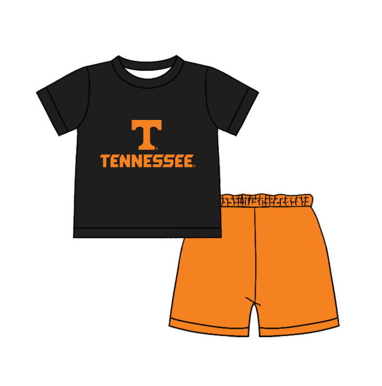 CUSTOM MOQ 5  Cute Comfortable Clothing For Boys Baby Boys Summer Black TTop Shorts Clothes Sets