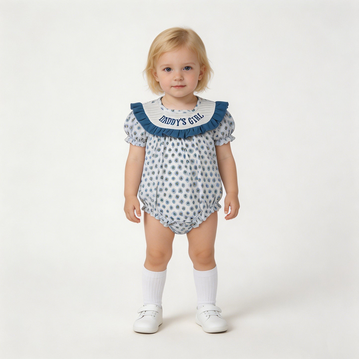 SR4141 RTS NO MOQ （In stock）Daddy's girl smocked floral short sleeves baby girls romper