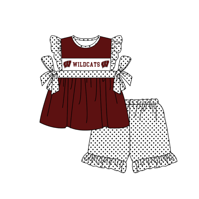 CUSTOM MOQ 5 Sibling Baby Kids Dark Red Top Shorts Clothes Set Knee Length Dress Rompers