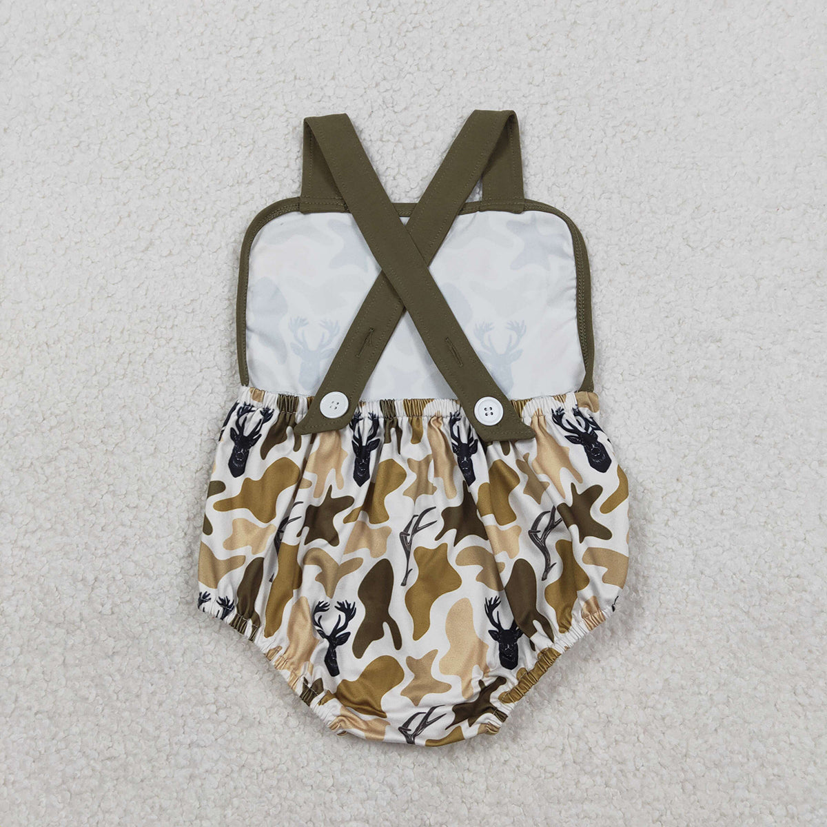 1.27 RTS NO MOQ （In stock）SR3924 Baby Boys Strap Southern Deer Camo Hunting Rompers