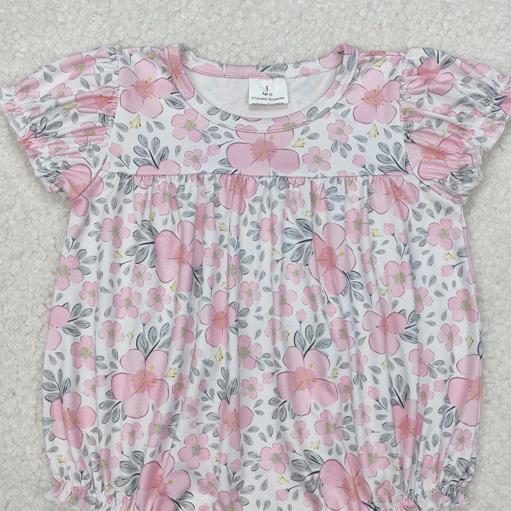 SR2782 New Rts No Moq 8-9 Days By Air Arrived it Short sleeves pink floral baby girls spring summer romper