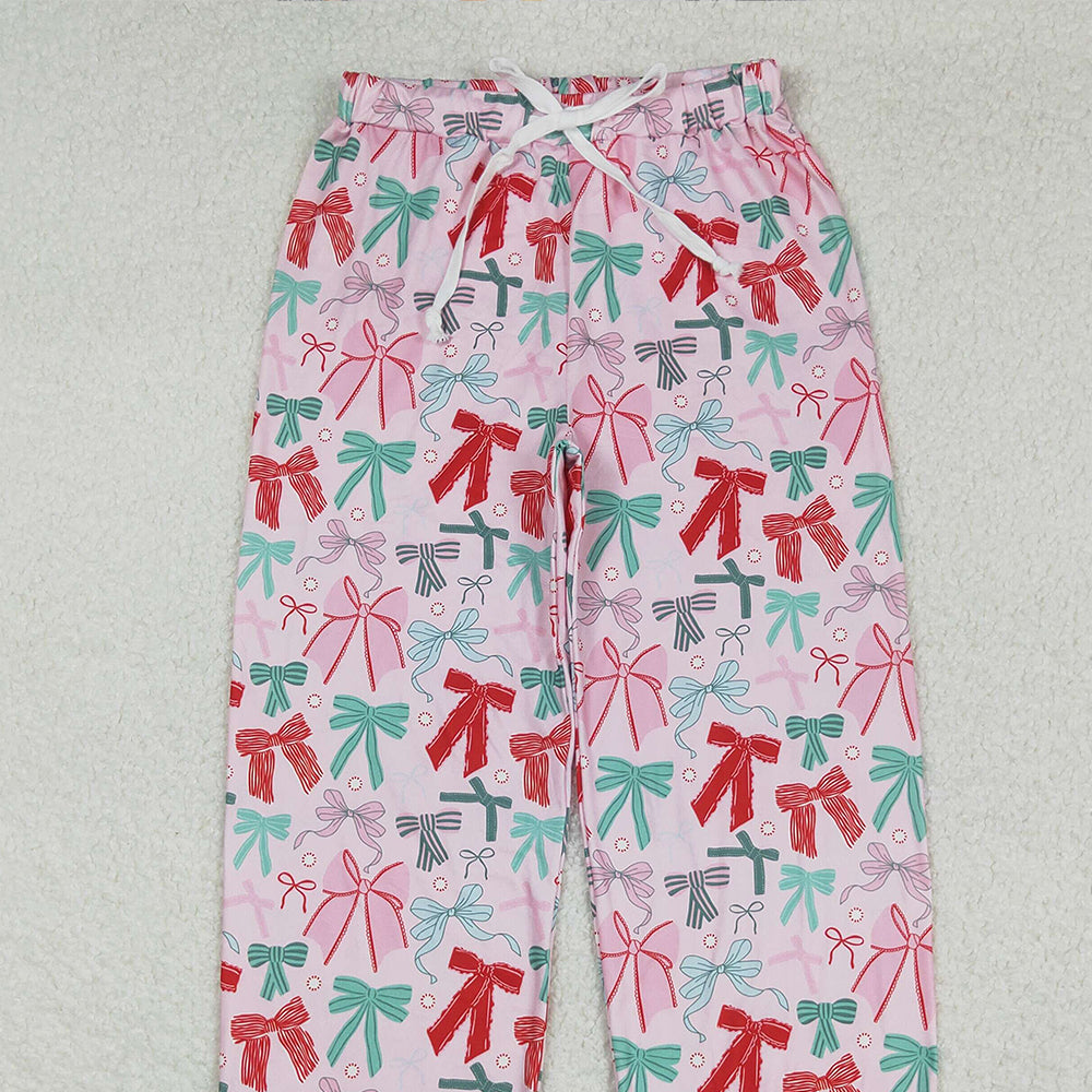 RTS NO MOQ （In stock）P0766 Adult Women's Pants Adult Women Colorful Bows Flame Pants