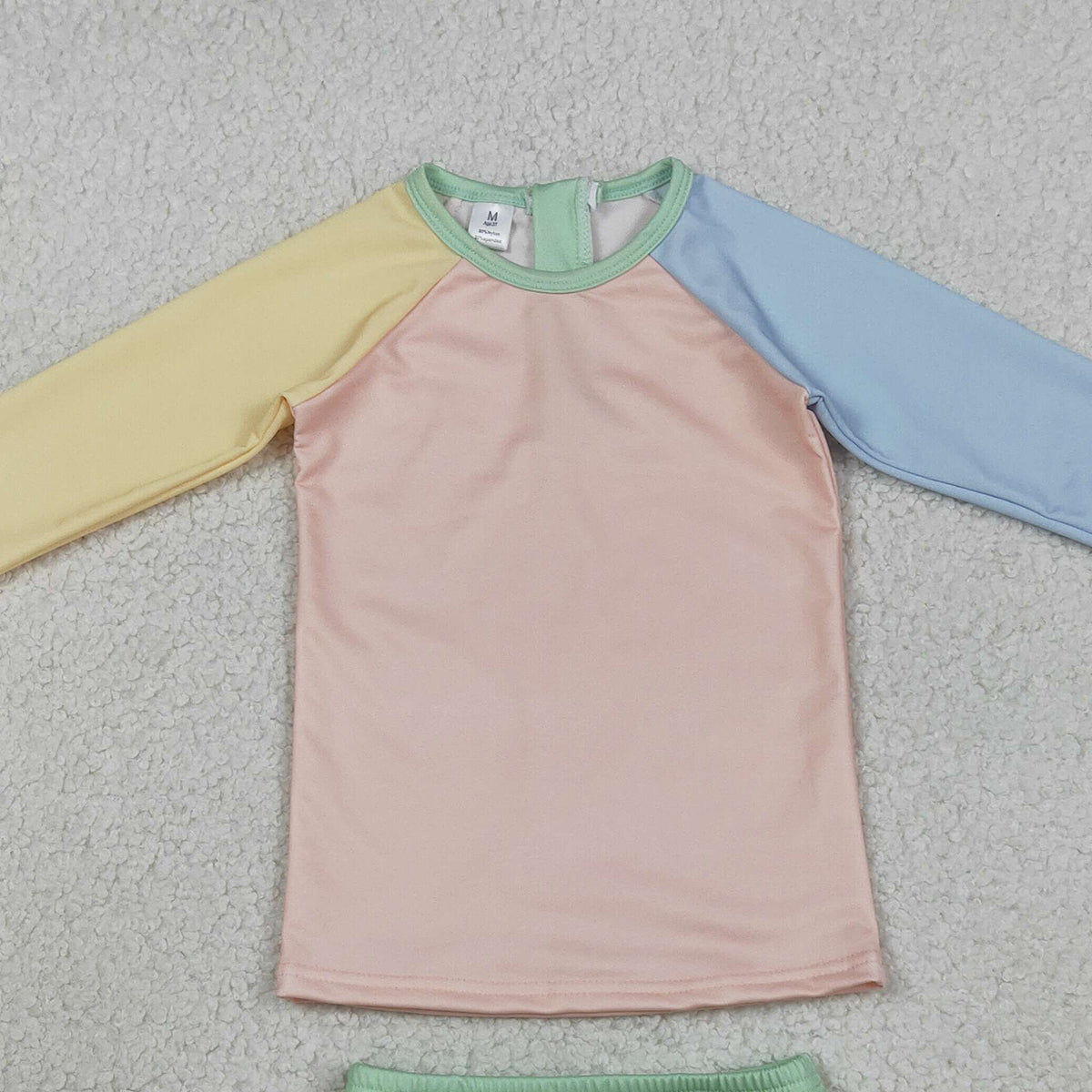 3.30 RTS NO MOQ （In stock）S0637 Long sleeves patchwork girls two pieces swimsuit