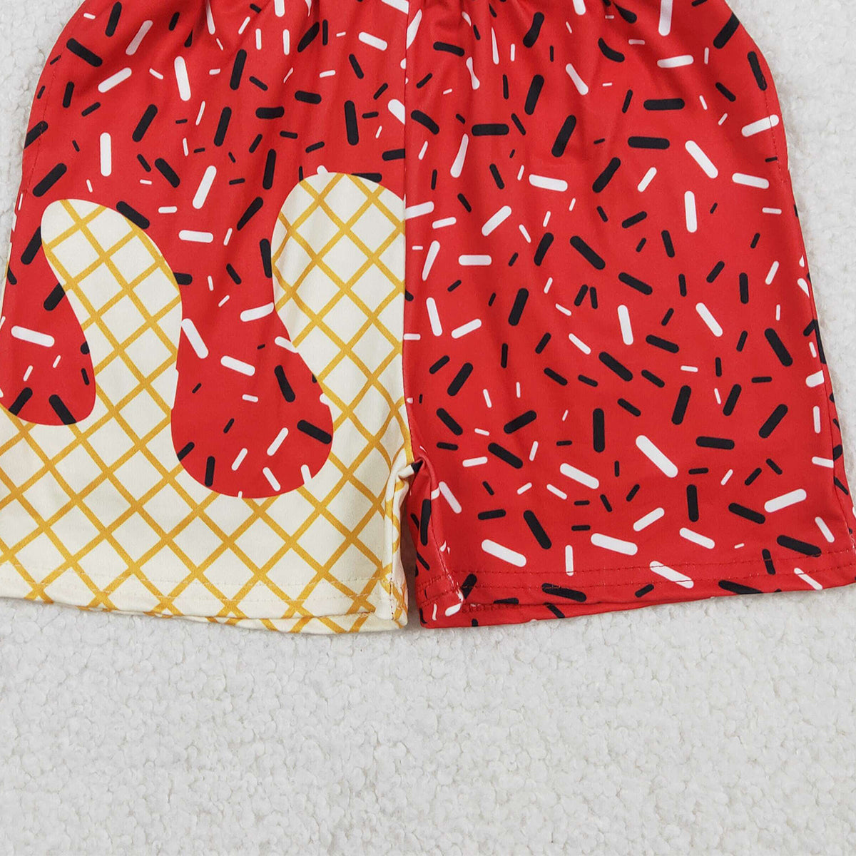 1.6 RTS NO MOQ （In stock）SS0776 Baby Boys Summer Shorts Baby Boys Red Sprinkle Drip Team Shorts Bottom