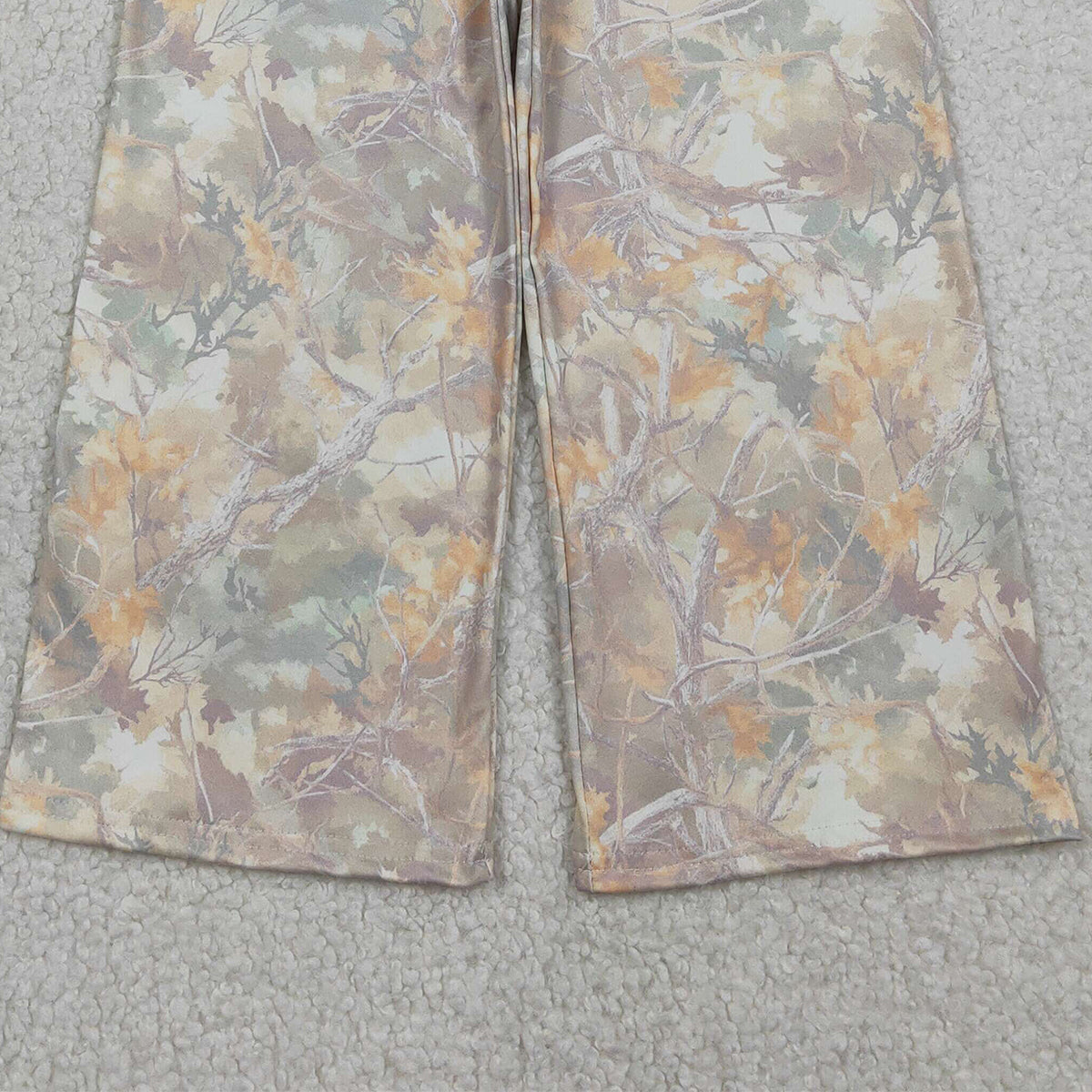 12.29 RTS NO MOQ （In stock）P1019 Baby Girls Southern Leaves Camo Flare Pants Bottom