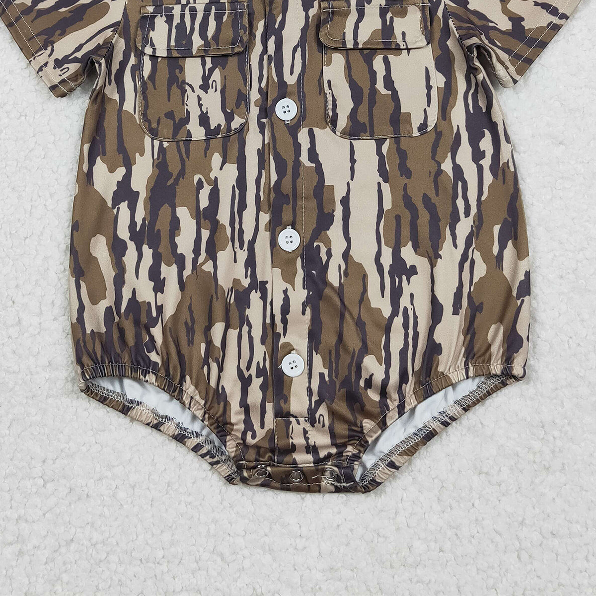 12.16 RTS NO MOQ （In stock）SR3653 Baby Boys Rompers Baby Boys Southern Olive Camo Button Pockets Rompers