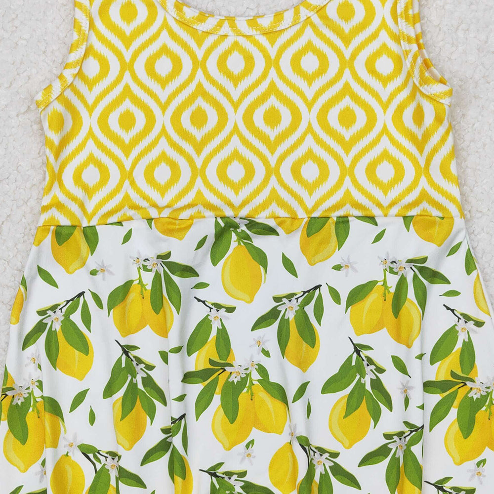 4.24 SR2676 RTS NO MOQ Yellow sleeveless lemon baby girls summer romper