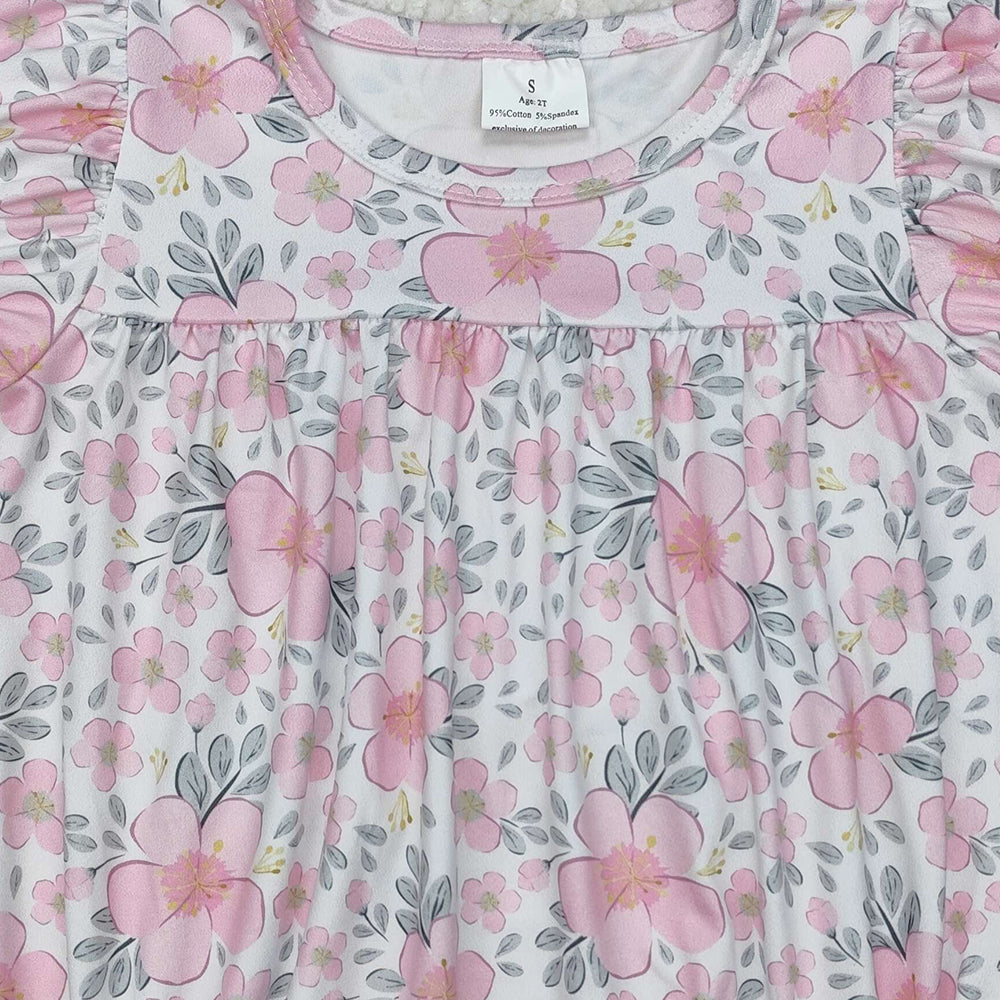 SR2782 New Rts No Moq 8-9 Days By Air Arrived it Short sleeves pink floral baby girls spring summer romper