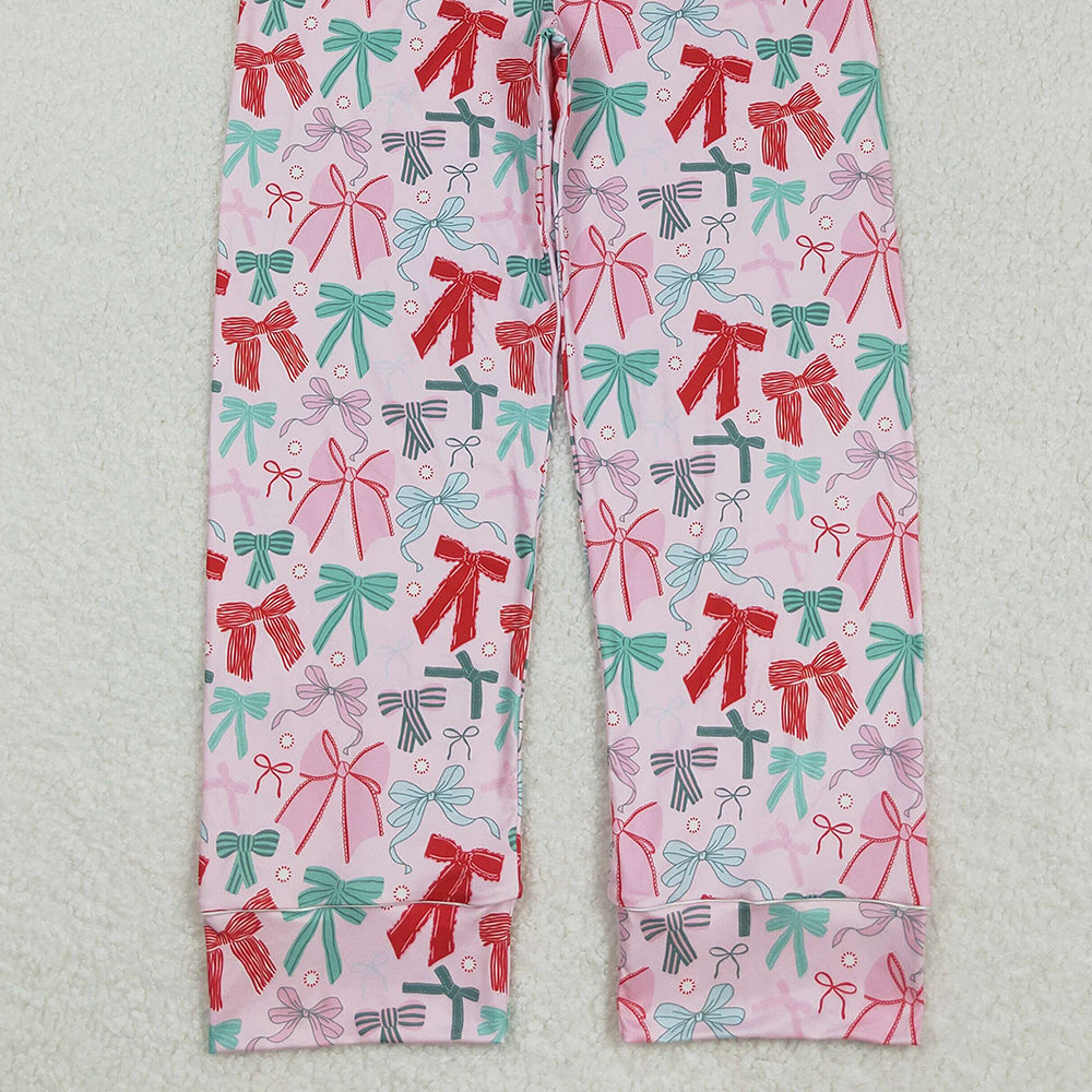 RTS NO MOQ （In stock）P0766 Adult Women's Pants Adult Women Colorful Bows Flame Pants