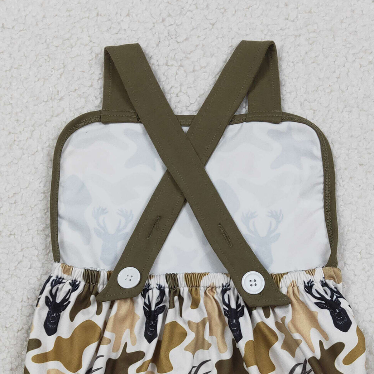 1.27 RTS NO MOQ （In stock）SR3924 Baby Boys Strap Southern Deer Camo Hunting Rompers