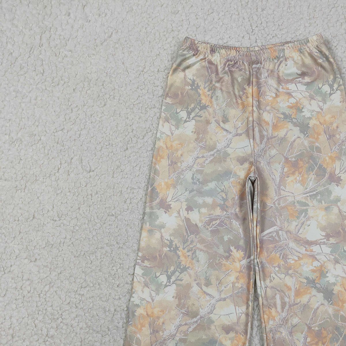12.29 RTS NO MOQ （In stock）P1019 Baby Girls Southern Leaves Camo Flare Pants Bottom