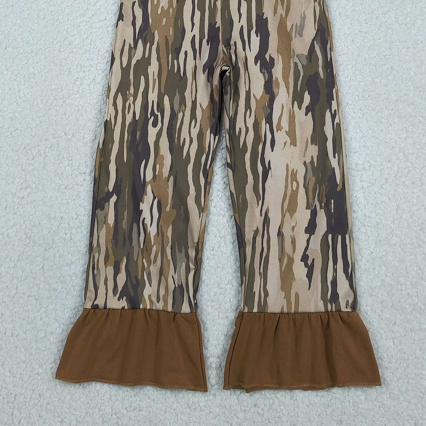 SR4047 RTS NO MOQ （In stock ）Deer embroidery brown ruffle camo kids girls jumpsuit  Reviews