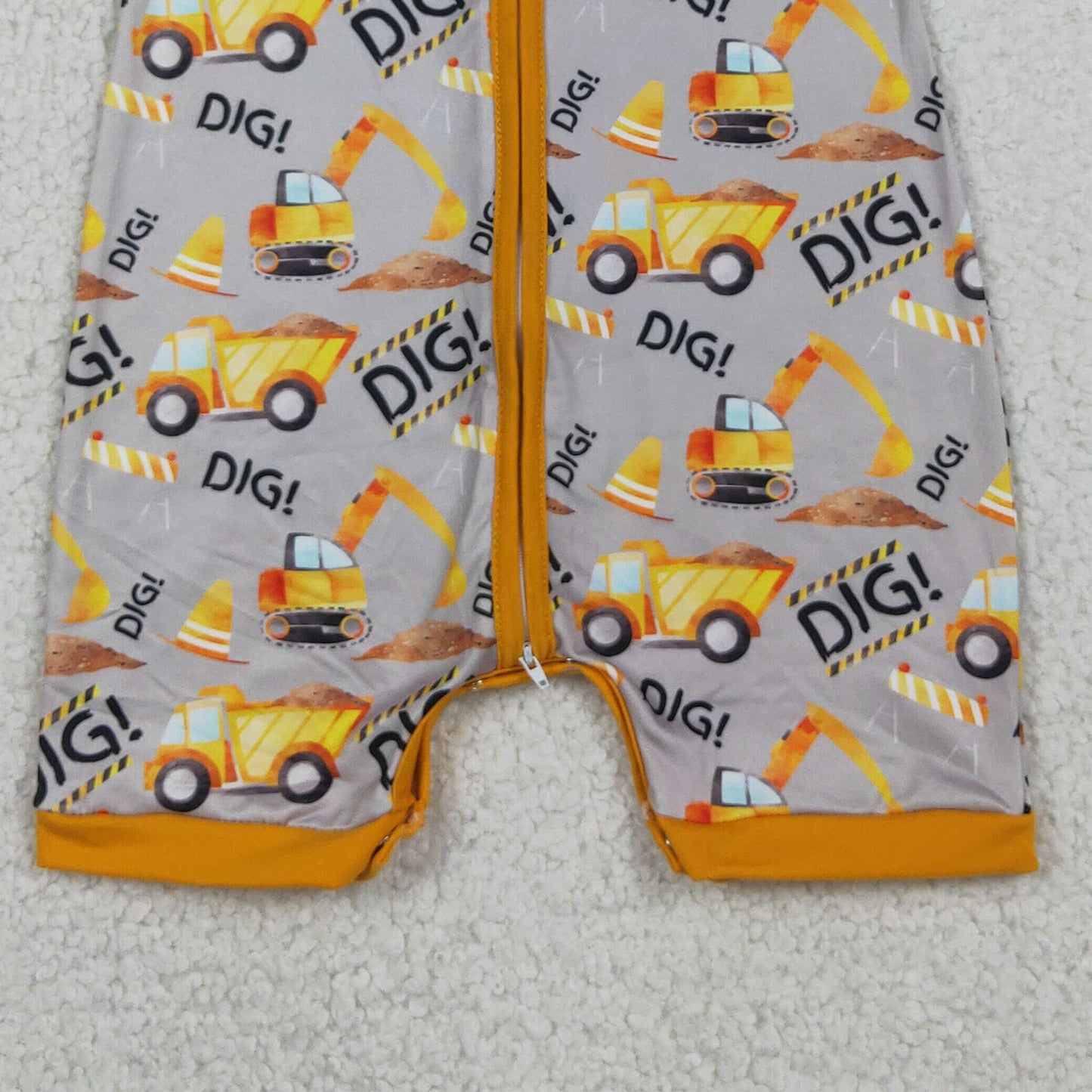 SR0844 RTS NO MOQ （In stock）Short sleeves dig excavator baby boy zipper romper