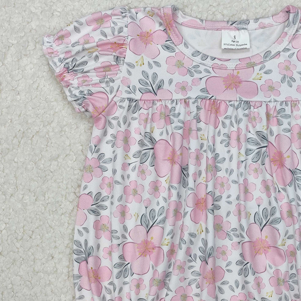 SR2782 New Rts No Moq 8-9 Days By Air Arrived it Short sleeves pink floral baby girls spring summer romper
