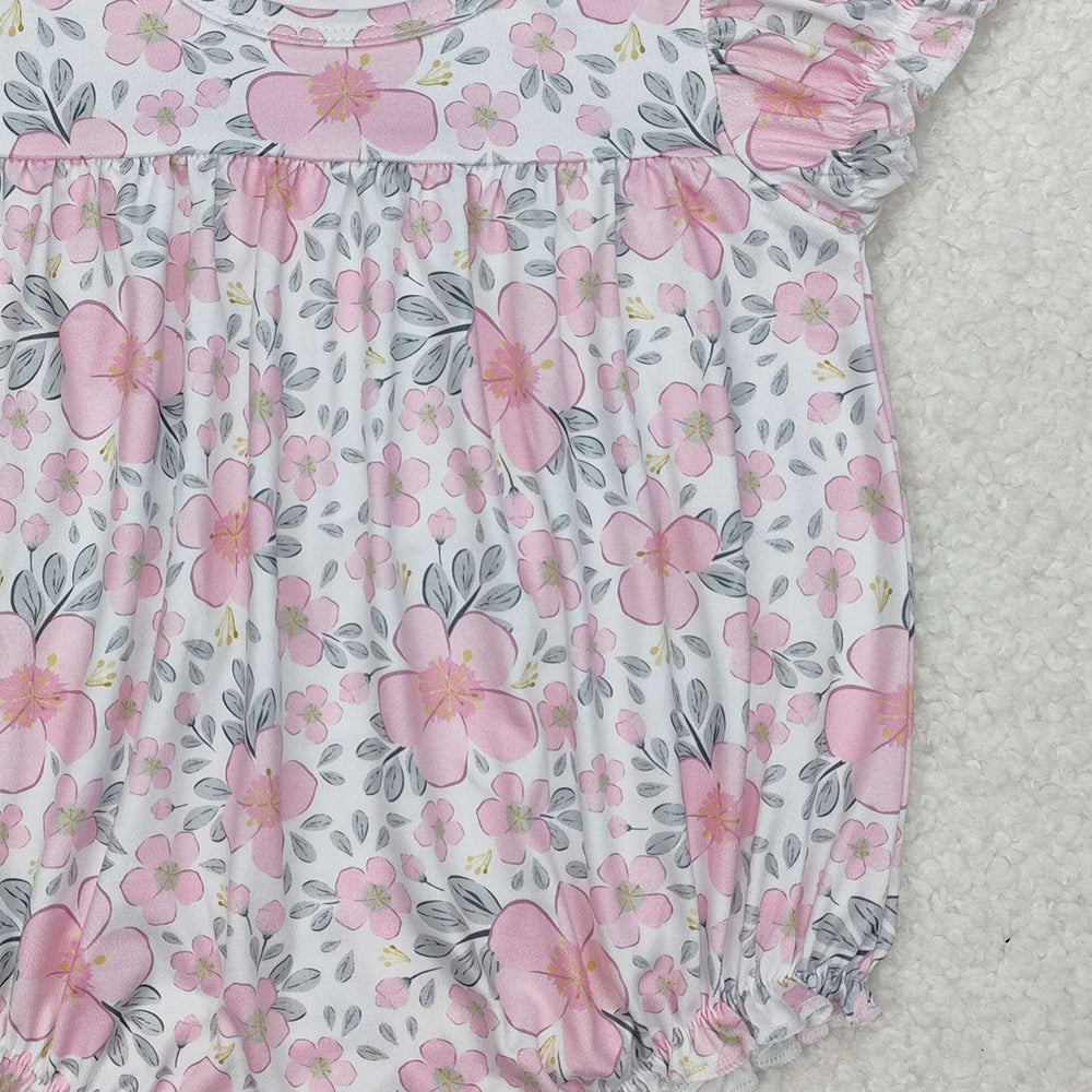 SR2782 New Rts No Moq 8-9 Days By Air Arrived it Short sleeves pink floral baby girls spring summer romper