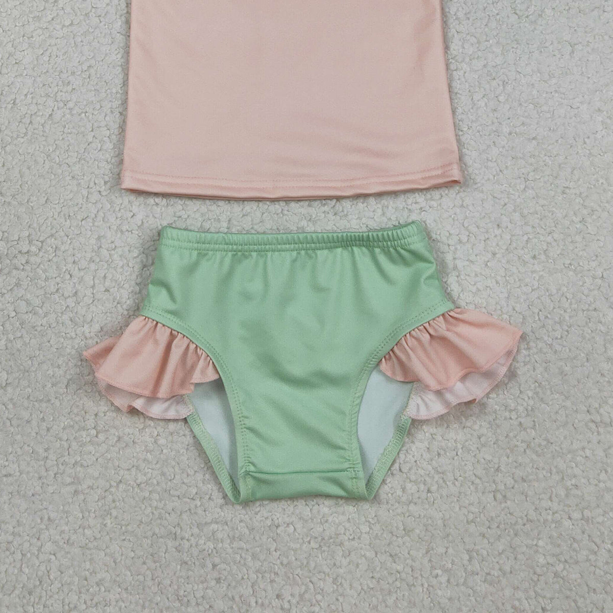 3.30 RTS NO MOQ （In stock）S0637 Long sleeves patchwork girls two pieces swimsuit