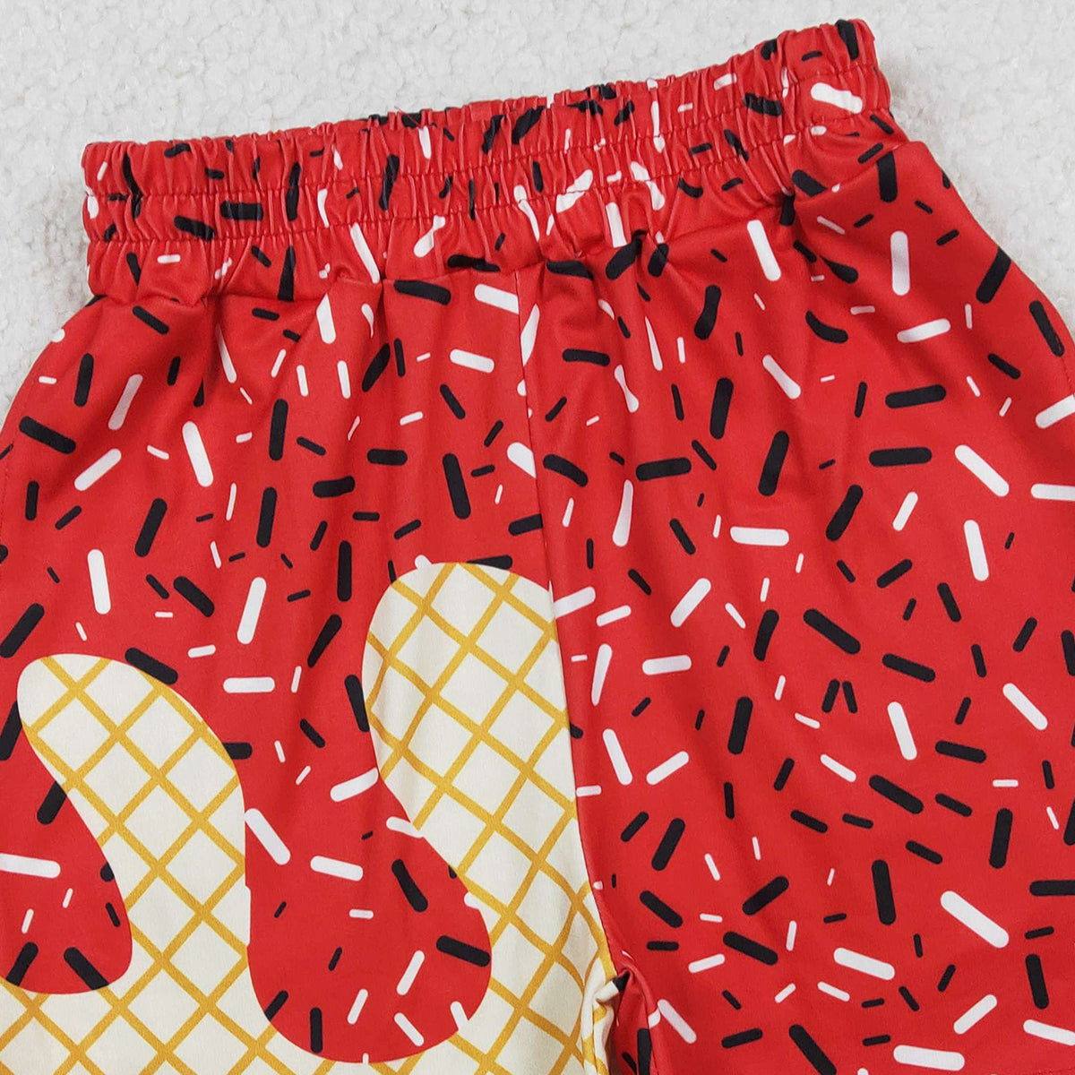 1.6 RTS NO MOQ （In stock）SS0776 Baby Boys Summer Shorts Baby Boys Red Sprinkle Drip Team Shorts Bottom