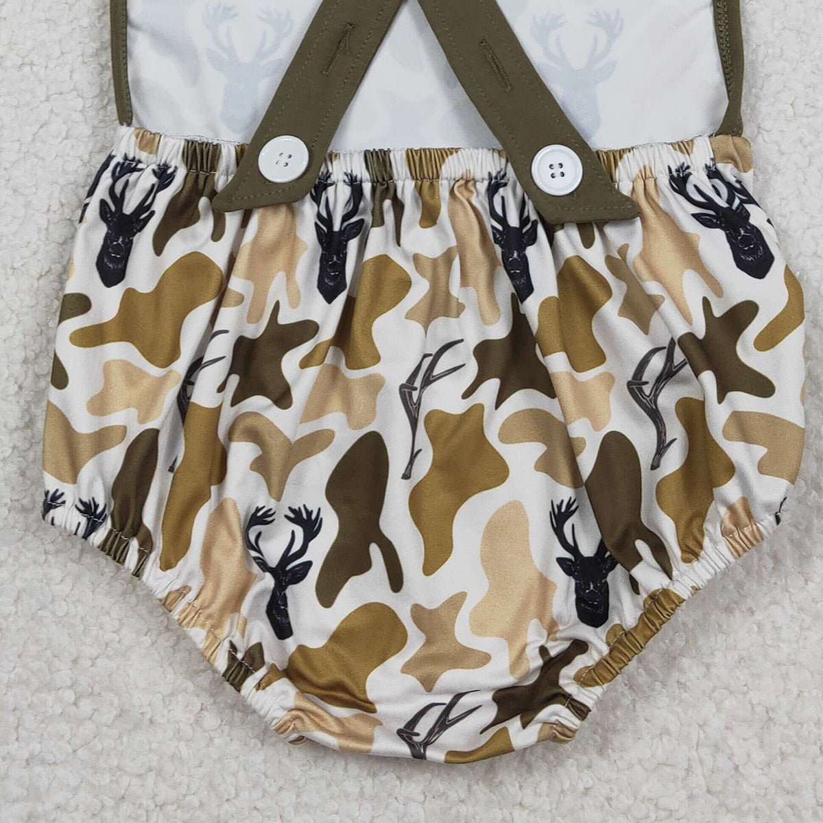 1.27 RTS NO MOQ （In stock）SR3924 Baby Boys Strap Southern Deer Camo Hunting Rompers